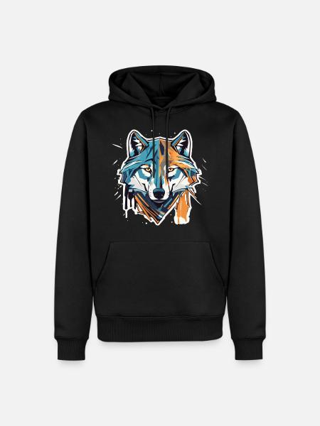 Geometric Wolf Head - Men’s Premium Organic Hoodie - black