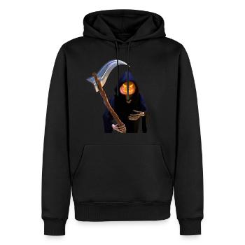 Der Sensenmann zu Halloween - Männer Premium Bio Hoodie - Schwarz - Vorne - Nico (187cm)