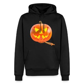 Halloween pumpkin carried by the Grim Reaper - Men’s Premium Organic Hoodie - black - Front - Nico (187cm)