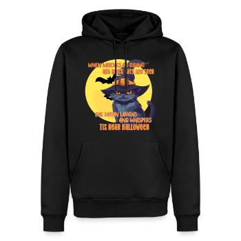 Halloween witch black cat moon Hexe Katze Mond Fun - Men’s Premium Organic Hoodie - black - Front - Nico (187cm)