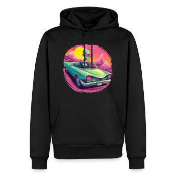 Alien Lowrider Auto Weltall Brille Sonne Wüste - Männer Premium Bio Hoodie - Schwarz - Vorne - Nico (187cm)