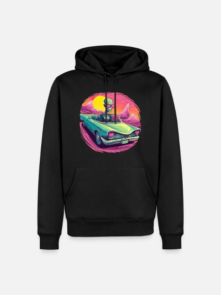 Alien Lowrider Auto Weltall Brille Sonne Wüste - Herre Premium økologisk hoodie - sort