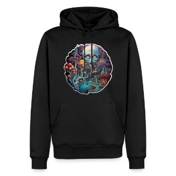 Alien im Pilzland - Männer Premium Bio Hoodie - Schwarz - Vorne - Nico (187cm)