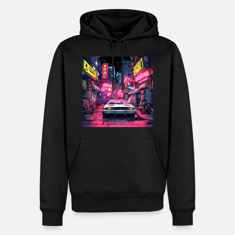 Auto In Tokio - Männer Premium Bio Hoodie - Schwarz