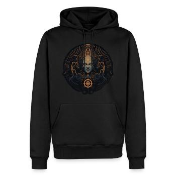 Abstrakte Formen mit Mensch - Männer Premium Bio Hoodie - Schwarz - Vorne - Nico (187cm)