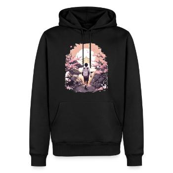 Anime Schule Tasche Japan Schulweg Sakura Baum - Männer Premium Bio Hoodie - Schwarz - Vorne - Nico (187cm)