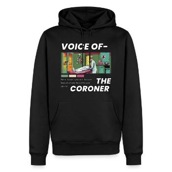 Voix du coroner - Sweat à capuche Premium bio Homme - noir - Devant - Nico (187cm)