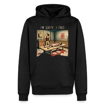 Je suis désolé, j’ai essayé - Sweat à capuche Premium bio Homme - noir - Devant - Nico (187cm)