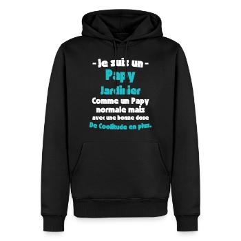 Papy Jardinier, Amoureux de la Nature, Cadeau - Sweat à capuche Premium bio Homme - noir - Devant - Nico (187cm)