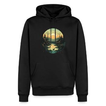 Nature, Soleil, Animal, Environnement, Eau, Rivière, Arbre, Plantes - Sweat à capuche Premium bio Homme - noir - Devant - Nico (187cm)