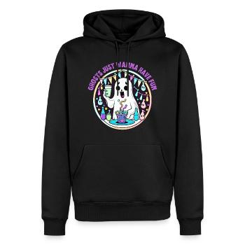 Les fantômes veulent juste s’amuser - Sweat à capuche Premium bio Homme - noir - Devant - Nico (187cm)