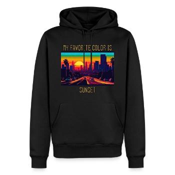 Meine Lieblingsfarbe ist Sonnenuntergang - Männer Premium Bio Hoodie - Schwarz - Vorne - Nico (187cm)