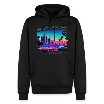 La ville des rêves Los Angeles - Sweat à capuche Premium bio Homme - noir - Devant - Nico (187cm)