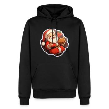 Santa Claus is cookies and strawberries - Men’s Premium Organic Hoodie - black - Front - Nico (187cm)