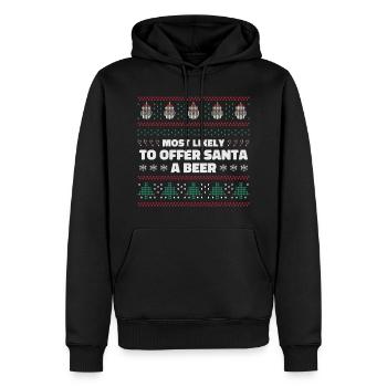 Most likely to offer Santa a beer - Men’s Premium Organic Hoodie - black - Front - Nico (187cm)