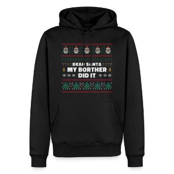Cher Père Noël, c’était mon frère - Sweat à capuche Premium bio Homme - noir - Devant - Nico (187cm)