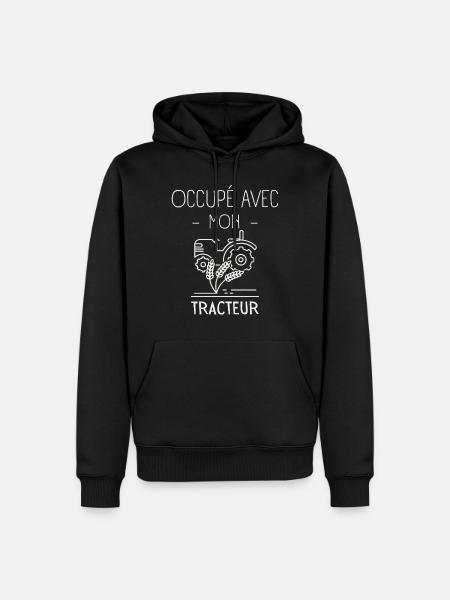 Occupé Avec Mon Tracteur - Sweat à capuche Premium bio Homme - noir