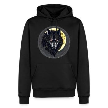 Horror Werwolf mit roten glühenden Augen - Männer Premium Bio Hoodie - Schwarz - Vorne - Nico (187cm)