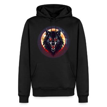 Horror Werwolf mit roten glühenden Augen - Männer Premium Bio Hoodie - Schwarz - Vorne - Nico (187cm)