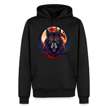Horror Werwolf mit roten glühenden Augen - Männer Premium Bio Hoodie - Schwarz - Vorne - Nico (187cm)