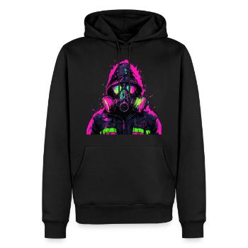 Colorful Anime guy with gas mask - Männer Premium Bio Hoodie - Schwarz - Vorne - Nico (187cm)