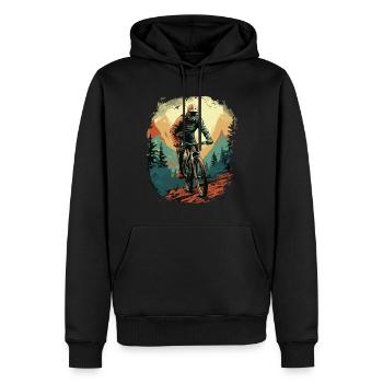 Mountainbike Berg Fahrrad Stunt Wald Gelände - Männer Premium Bio Hoodie - Schwarz - Vorne - Nico (187cm)
