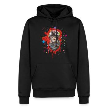 Motorrad Kätzchen Biker Katze - Männer Premium Bio Hoodie - Schwarz - Vorne - Nico (187cm)
