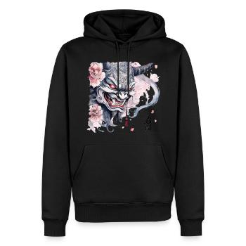 Japanese Hannya - Men’s Premium Organic Hoodie - black - Front - Nico (187cm)
