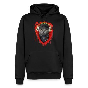 Katze trägt Kopfhörer - Männer Premium Bio Hoodie - Schwarz - Vorne - Nico (187cm)