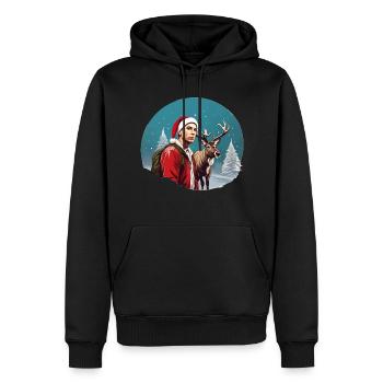 Der Rapper und die Rentiere - Männer Premium Bio Hoodie - Schwarz - Vorne - Nico (187cm)