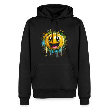 Sourire E - Sweat à capuche Premium bio Homme - noir - Devant - Nico (187cm)