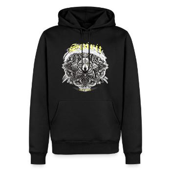 Spirit of a Wolf: Indianer-inspiriertes Mandala - Männer Premium Bio Hoodie - Schwarz - Vorne - Nico (187cm)