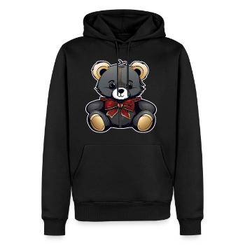 Ours en peluche mignon avec noeud - Sweat à capuche Premium bio Homme - noir - Devant - Nico (187cm)