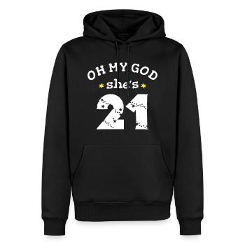 Oh mon dieu, elle a 21 ans - Sweat à capuche Premium bio Homme - noir - Devant - Nico (187cm)