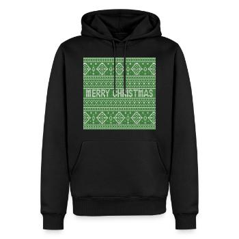 Sage Green Ugly Sweater Christmas Snowflakes Fun - Men’s Premium Organic Hoodie - black - Front - Nico (187cm)