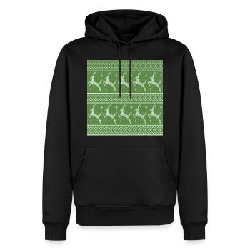 Green Ugly Sweater Christmas Flying Reindeer Fun - Men’s Premium Organic Hoodie - black - Front - Nico (187cm)