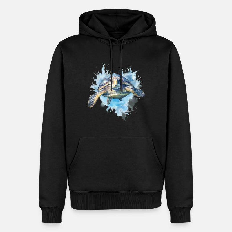 Blaue Schildkröte - Männer Premium Bio Hoodie - Schwarz