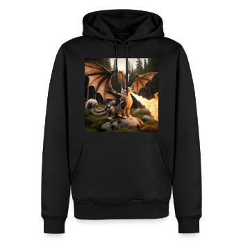 Feuerspeiender Hase Drache #16 - Männer Premium Bio Hoodie - Schwarz - Vorne - Nico (187cm)