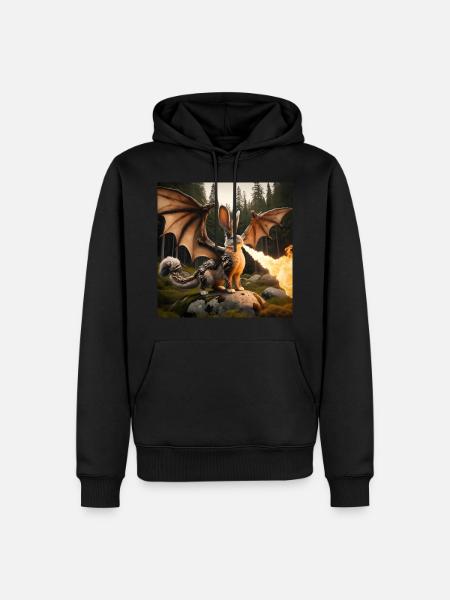 Fire Breathing Bunny Dragon #16 - Men’s Premium Organic Hoodie - black