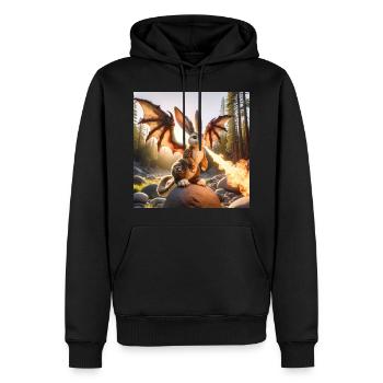 Dragon Lapin Cracheur de Feu #12 - Sweat à capuche Premium bio Homme - noir - Devant - Nico (187cm)