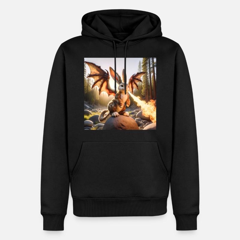 Feuerspeiender Hase Drache #12 - Männer Premium Bio Hoodie - Schwarz
