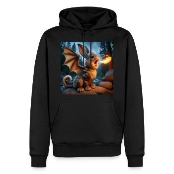 Feuerspeiender Hase Drache #18 - Männer Premium Bio Hoodie - Schwarz - Vorne - Nico (187cm)