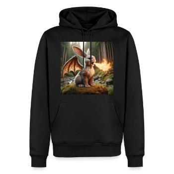 Feuerspeiender Hase Drache #19 - Männer Premium Bio Hoodie - Schwarz - Vorne - Nico (187cm)