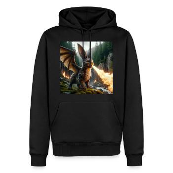 Dragon lapin cracheur de feu #13 - Sweat à capuche Premium bio Homme - noir - Devant - Nico (187cm)