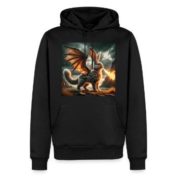 Feuerspeiender Hase Drache #03 - Männer Premium Bio Hoodie - Schwarz - Vorne - Nico (187cm)