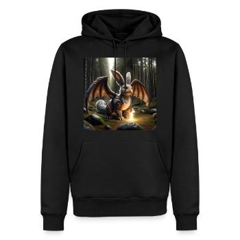 Feuerspeiender Hase Drache #15 - Männer Premium Bio Hoodie - Schwarz - Vorne - Nico (187cm)