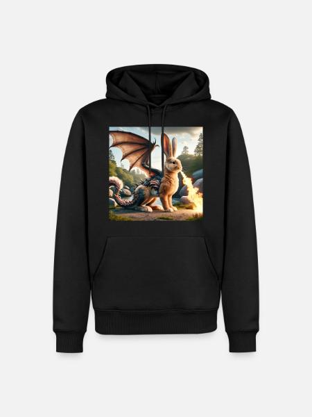 Fire Breathing Bunny Dragon #07 - Men’s Premium Organic Hoodie - black