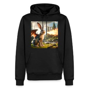 Dragon Lapin Cracheur de Feu #08 - Sweat à capuche Premium bio Homme - noir - Devant - Nico (187cm)