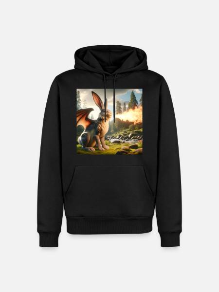 Fire Breathing Bunny Dragon #08 - Men’s Premium Organic Hoodie - black