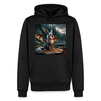 Dragon lapin cracheur de feu #20 - Sweat à capuche Premium bio Homme - noir - Devant - Nico (187cm)